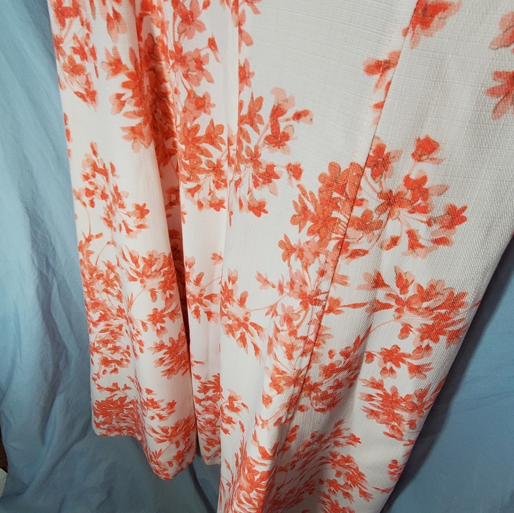 Tommy Hilfiger White and Orange Floral Dress Size 6 - Picture 7 of 11